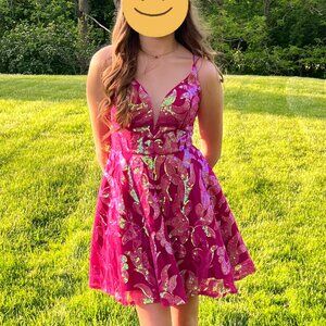 Alyce Paris Hot Pink Homecoming Dress Size 2 (3137)